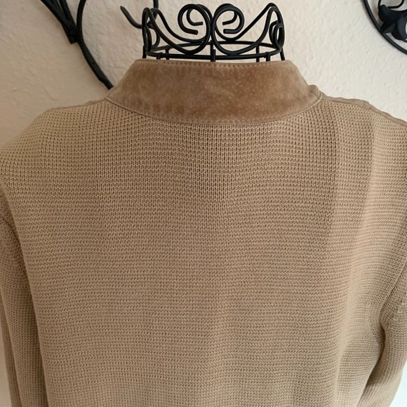 Sigrid Olsen Women's size Medium Tan Leather/ Silk Jacket - Picture 6 of 8